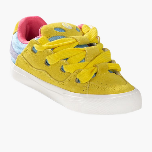 BAKE Yellow and multicolor paneled suede low-top