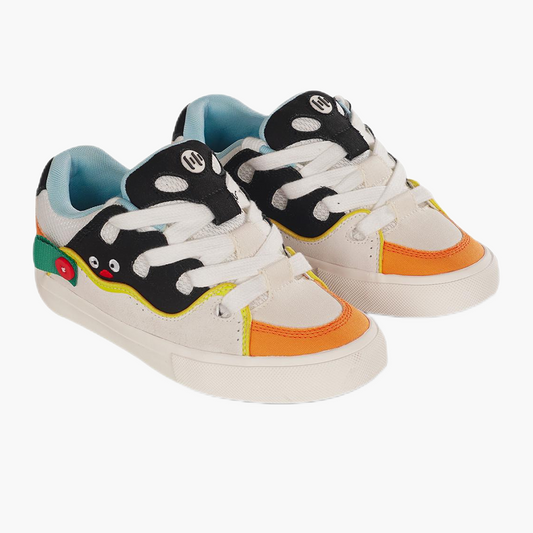 BAKEEYE Retro multi-color stitching low top