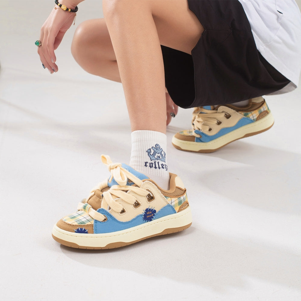 Baskets décontractées en toile denim abricot Ollieskate pour femmes