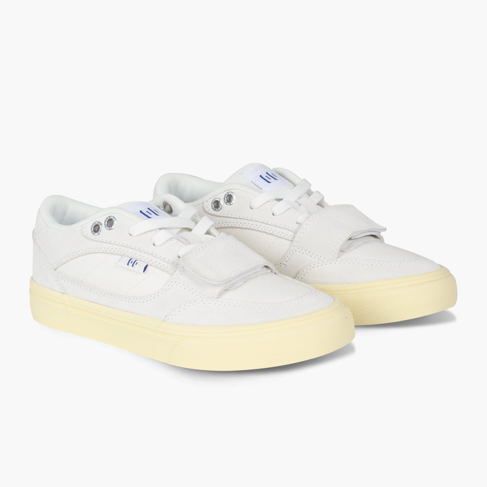 Chaussures de skate blanches Ollieskate pour hommes et femmes en cuir suédé