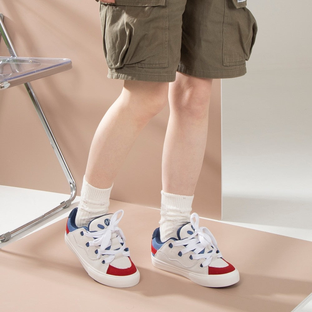 BAKE red blue and white three color stitching low top