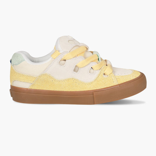 BAKE Yellow white paneled suede low top