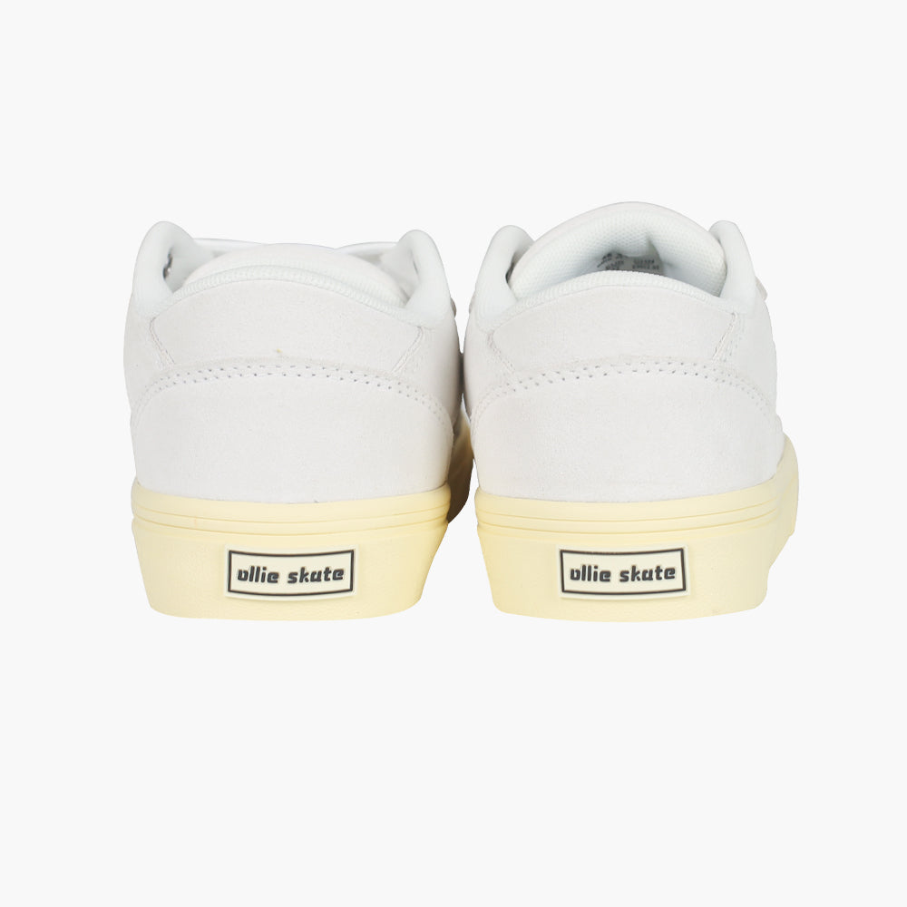 Chaussures de skate blanches Ollieskate pour hommes et femmes en cuir suédé