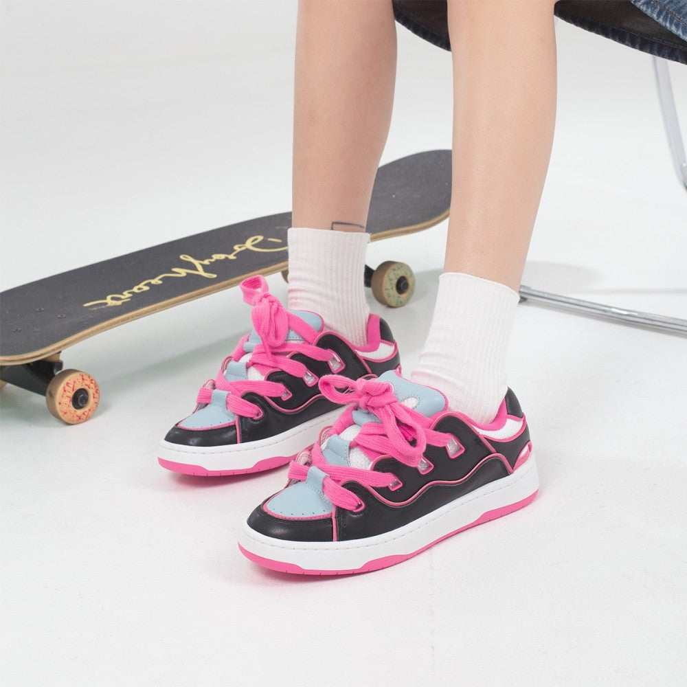 Baskets décontractées en cuir véritable rouge pour femmes Ollieskate