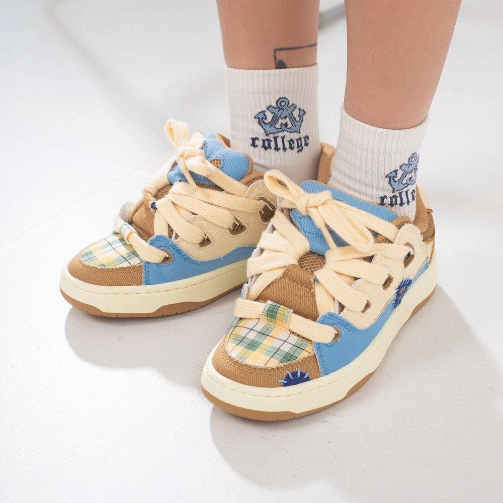 Baskets décontractées en toile denim abricot Ollieskate pour femmes