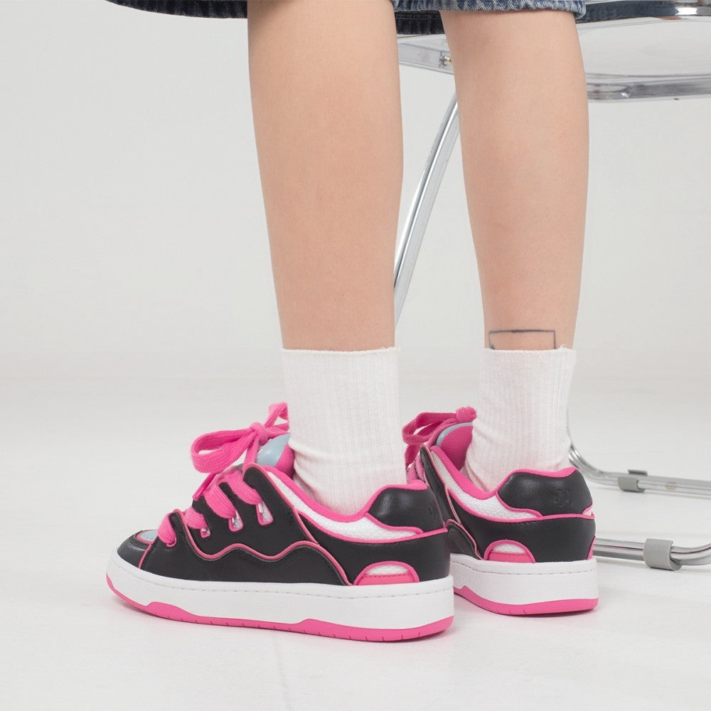 Baskets décontractées en cuir véritable rouge pour femmes Ollieskate