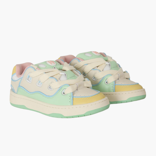 BAKE green apricot stitching thick-soled low-top shoes