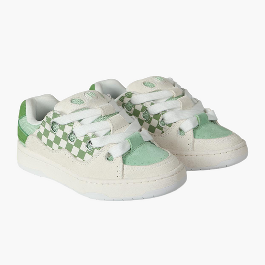 BAKEII Green Grid Platform Low-Top Shoes