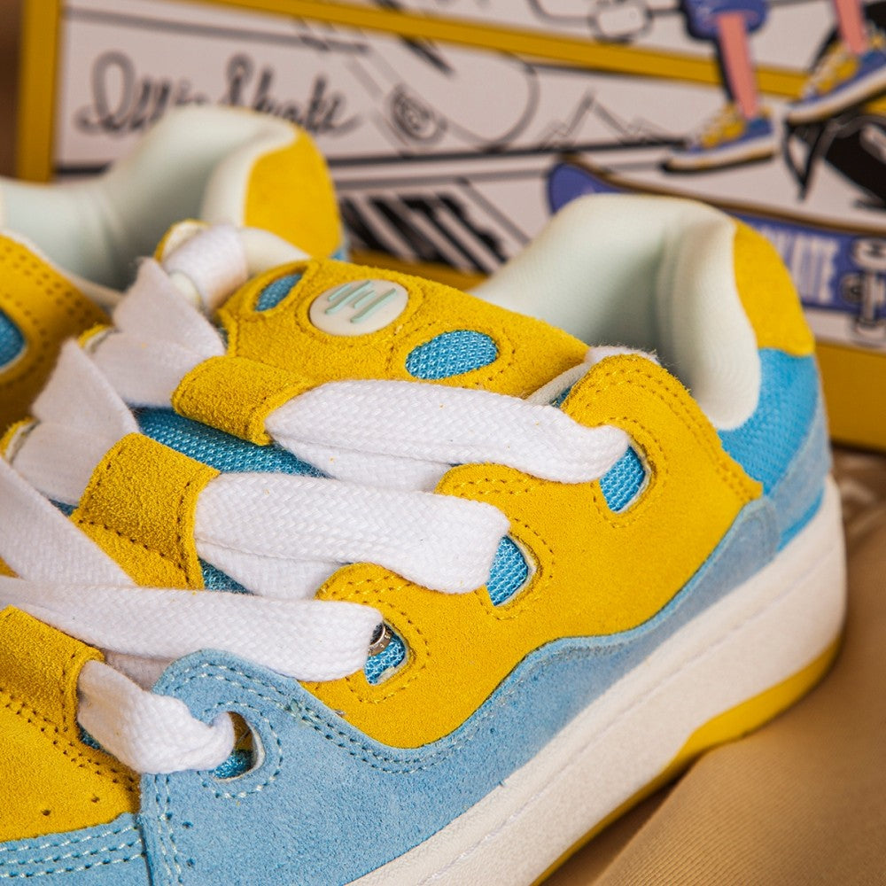 BAKE II ブルー マルチカラー パネル ロートップ スエード