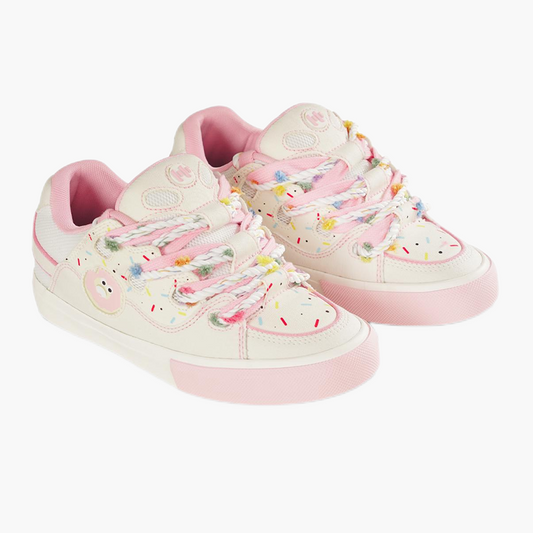 BAKE pink colorful embellished platform low-top shoes