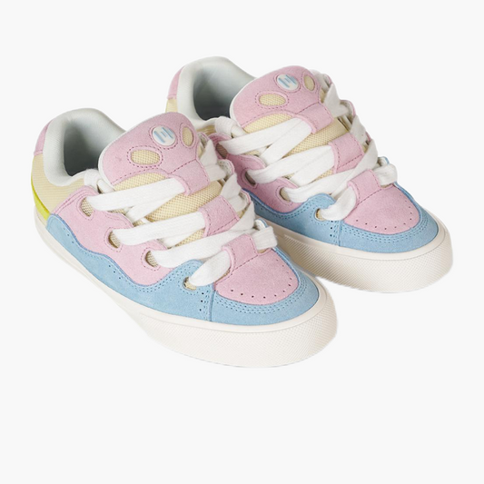 BAKE retro four-color stitching low-top shoes