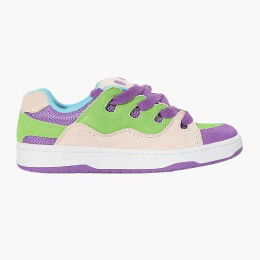 BAKE II Purple multicolor paneled low-top suede