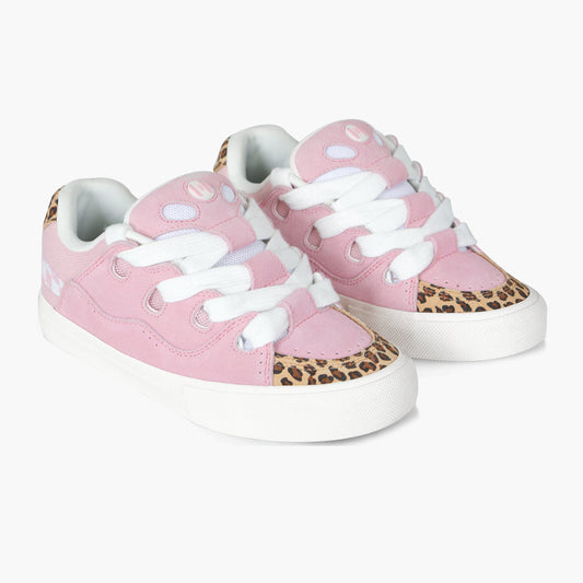 BAKE Pink Plaid Leopard Suede Low Top