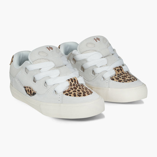 BAKE White Leopard Suede Low Top