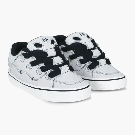 BAKETH White and black paneled suede low top