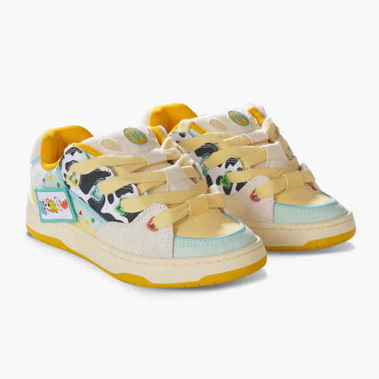 BAKEVIMT Yellow Canvas Cow Print Low Top