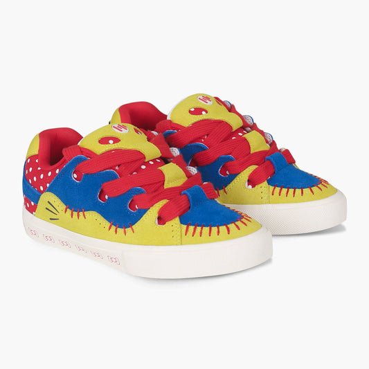 BAKEVII blue multicolor suede low top