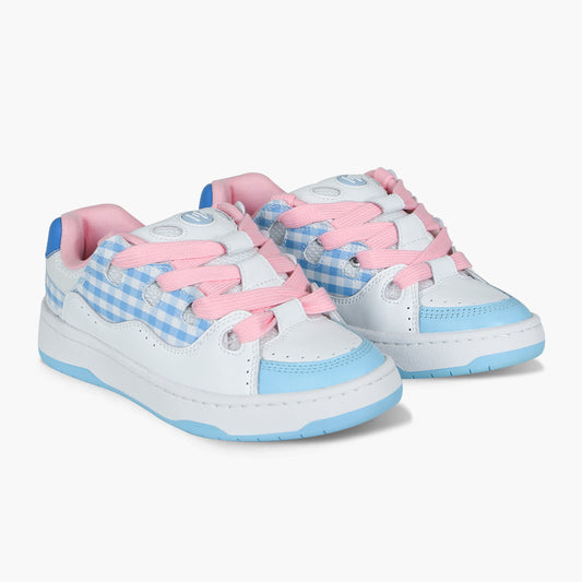 BAKE II Blue Check Canvas Low Top