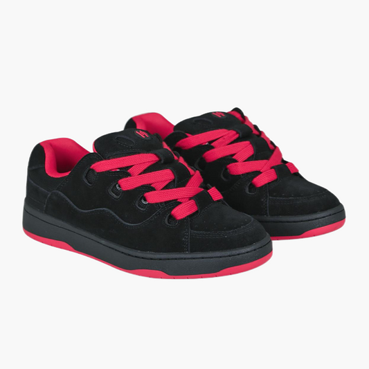 BAKE II black and red stitched low-top suede