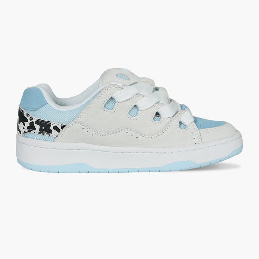 BAKE II cow print and white stitching low-cut cowhide