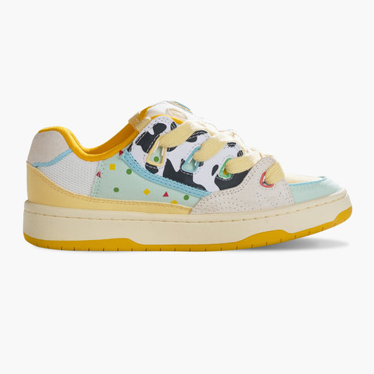 BAKEVIMT Yellow Canvas Cow Print Low Top