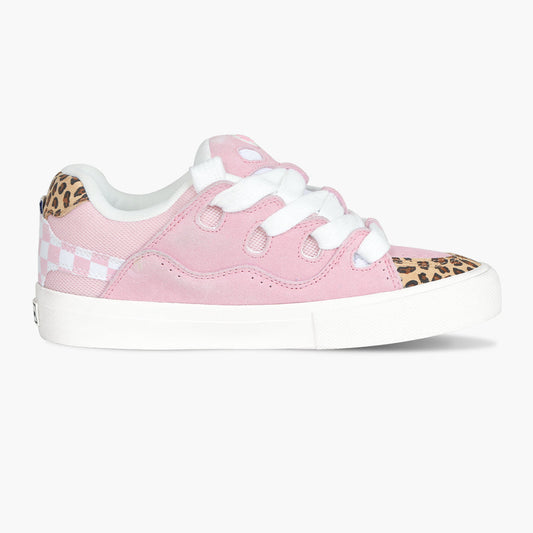 BAKE Pink Plaid Leopard Suede Low Top