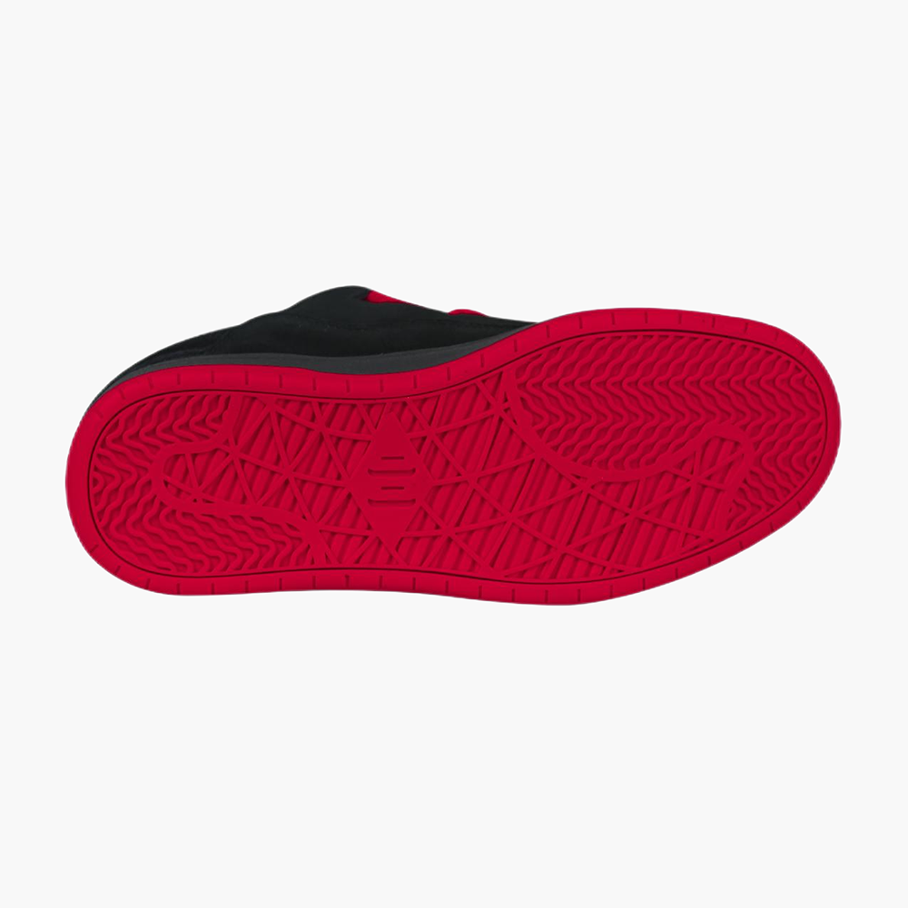 BAKE II schwarz-rot genähter Low-Top-Wildlederschuh 