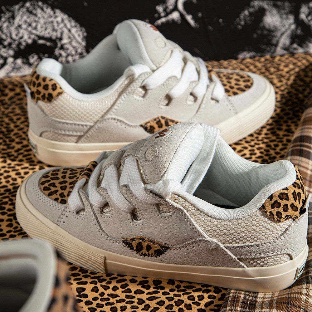 BAKE White Leopard Suede Low Top