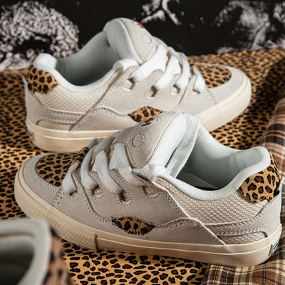 BAKE White Leopard Suede Low Top
