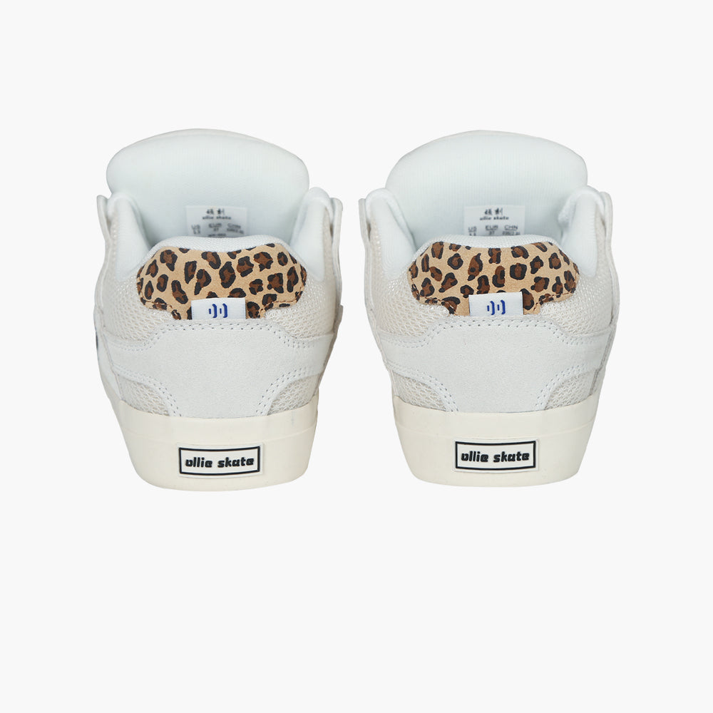 BAKE White Leopard Suede Low Top