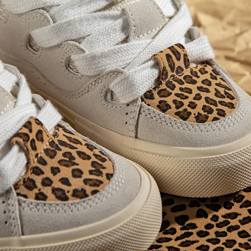 BAKE White Leopard Suede Low Top