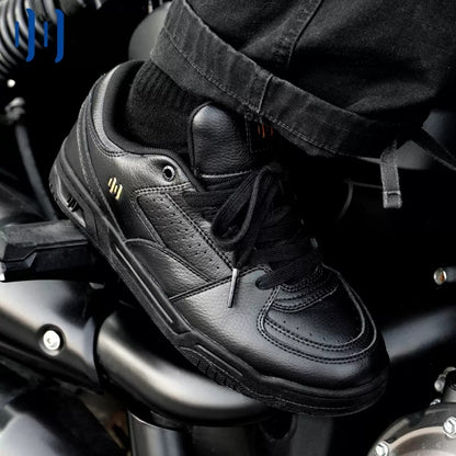 BOLIII Schwarzes Vintage Low-Top-Rindsleder 