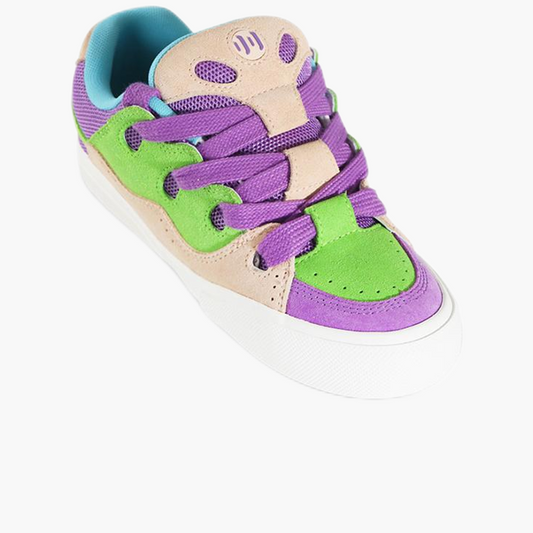 BAKE green and purple paneled suede low-top