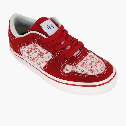 TNT red low-top canvas suede