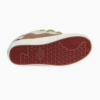 BAKECH Cremeweißer Weihnachtsplüsch-Canvas-Spleißen-Low-Top 