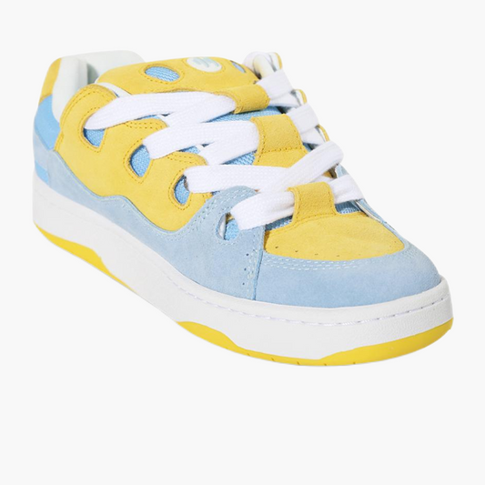 BAKE II blue multicolor paneled low-top suede