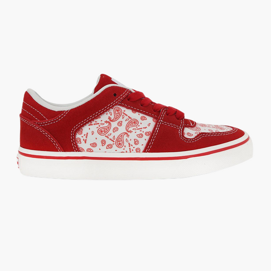 TNT red low-top canvas suede